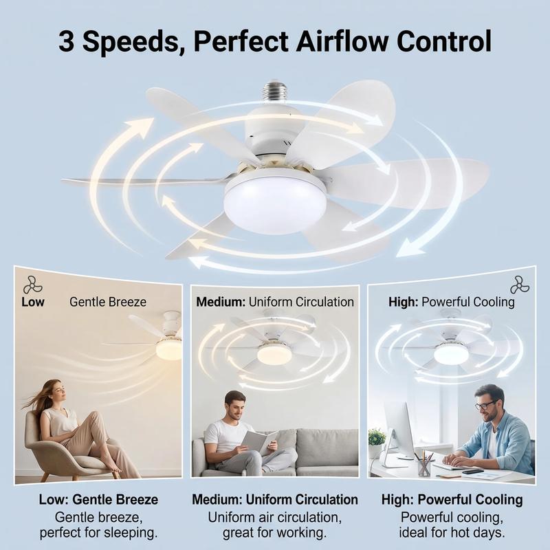 Modern Dimmable E27 LED Fan Light