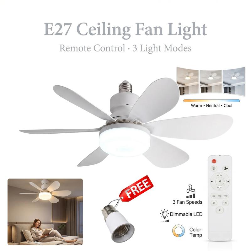 Modern Dimmable E27 LED Fan Light