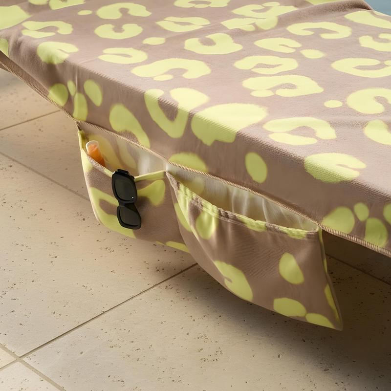 Sun Lounger Towel with Pockets Storage