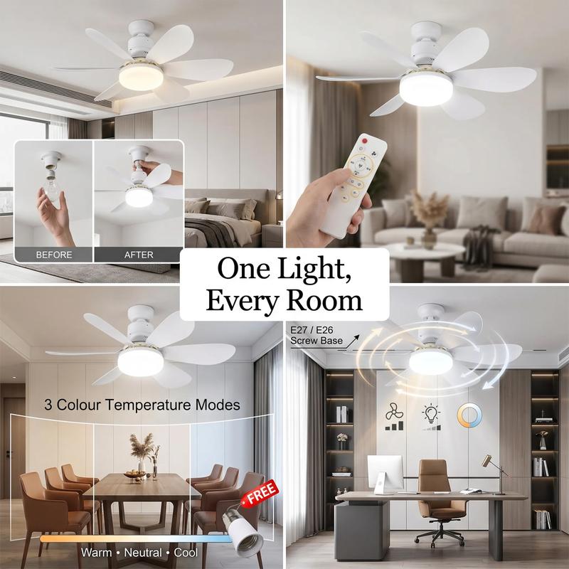 Modern Dimmable E27 LED Fan Light
