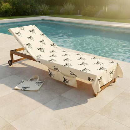 Sun Lounger Towel with Pockets Storage