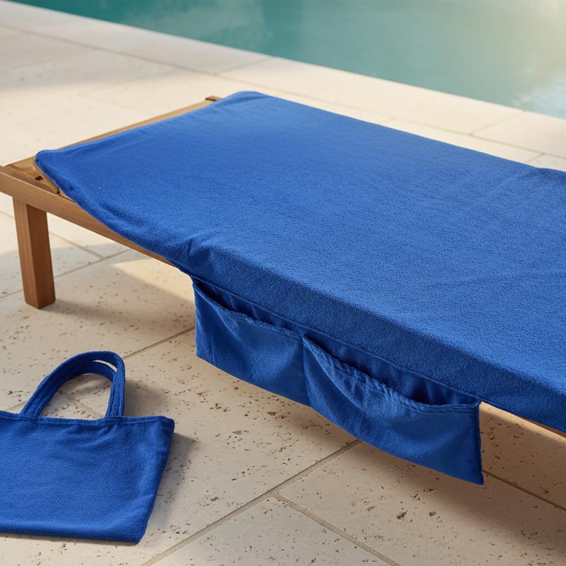 Sun Lounger Towel with Pockets Storage