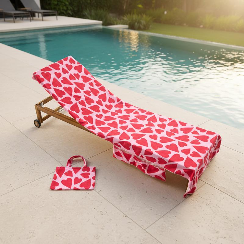 Sun Lounger Towel with Pockets Storage